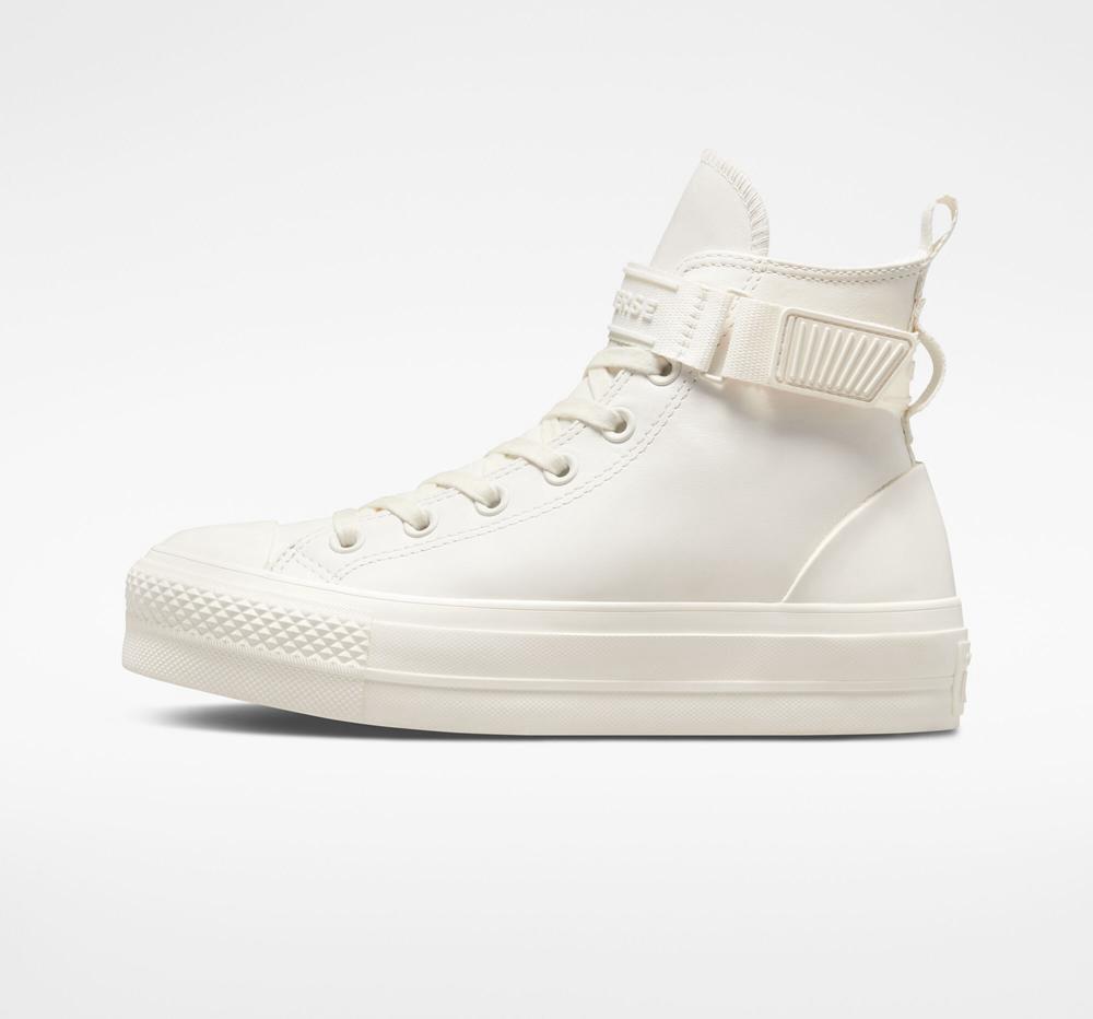 Dámské Boty Na Platformy Converse Chuck Taylor All Star Lift Læder Hike High Top Bílé | 315684WBZ