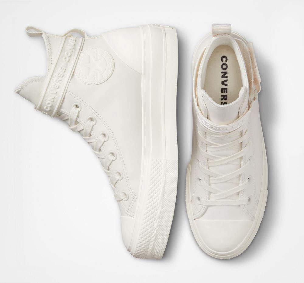 Dámské Boty Na Platformy Converse Chuck Taylor All Star Lift Læder Hike High Top Bílé | 315684WBZ