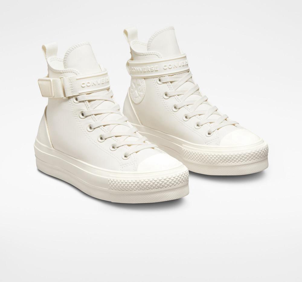 Dámské Boty Na Platformy Converse Chuck Taylor All Star Lift Læder Hike High Top Bílé | 315684WBZ