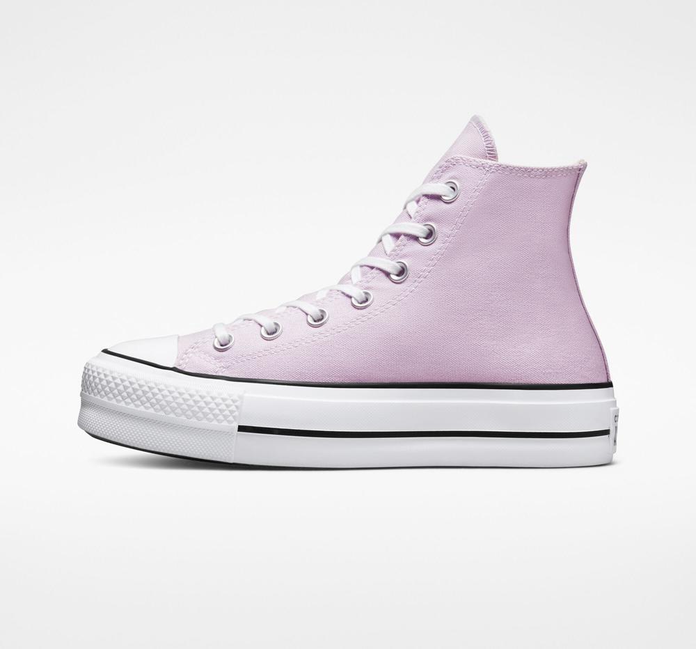 Dámské Boty Na Platformy Converse Chuck Taylor All Star Lift Platene High Top Fialové Bílé Černé | 320164RXE