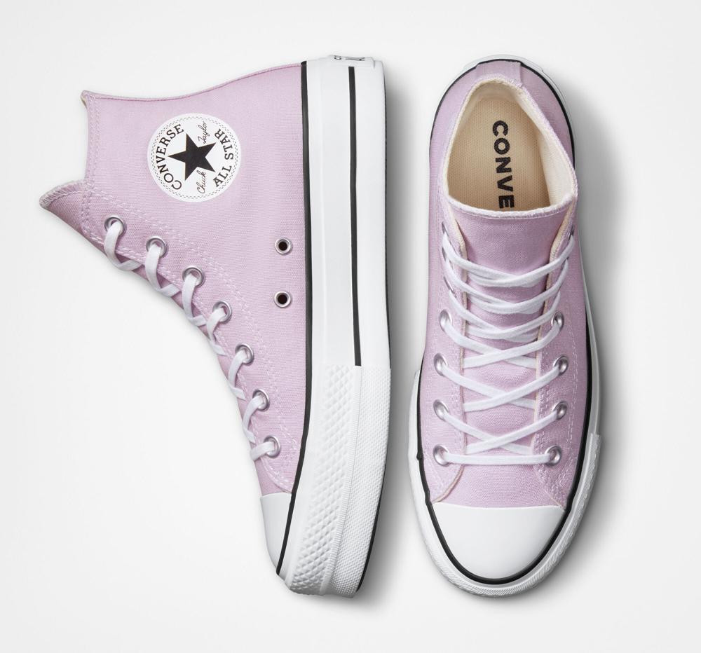 Dámské Boty Na Platformy Converse Chuck Taylor All Star Lift Platene High Top Fialové Bílé Černé | 320164RXE