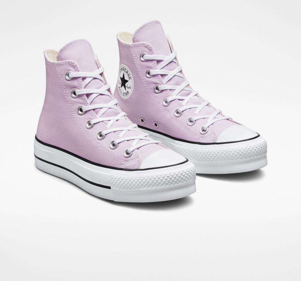 Dámské Boty Na Platformy Converse Chuck Taylor All Star Lift Platene High Top Fialové Bílé Černé | 320164RXE