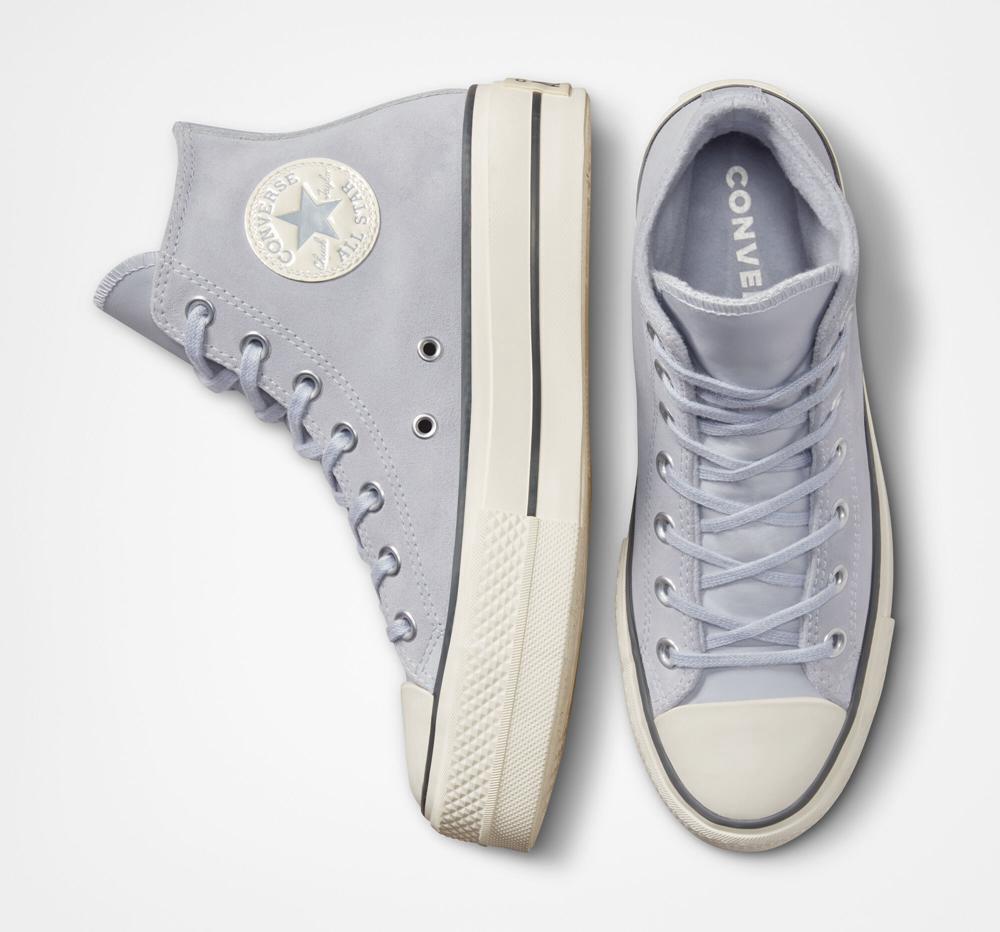 Dámské Boty Na Platformy Converse Chuck Taylor All Star Lift Semišové High Top Blankyt Šedé | 381025EHU