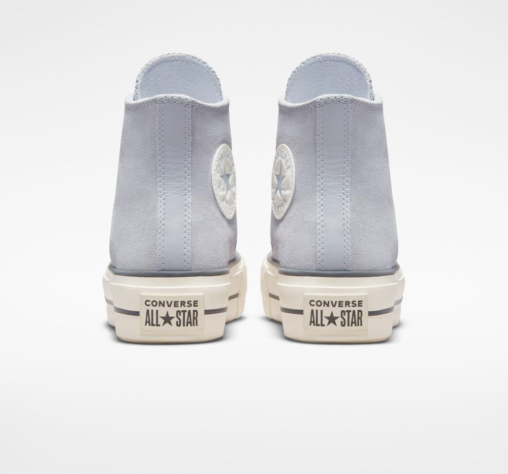 Dámské Boty Na Platformy Converse Chuck Taylor All Star Lift Semišové High Top Blankyt Šedé | 381025EHU