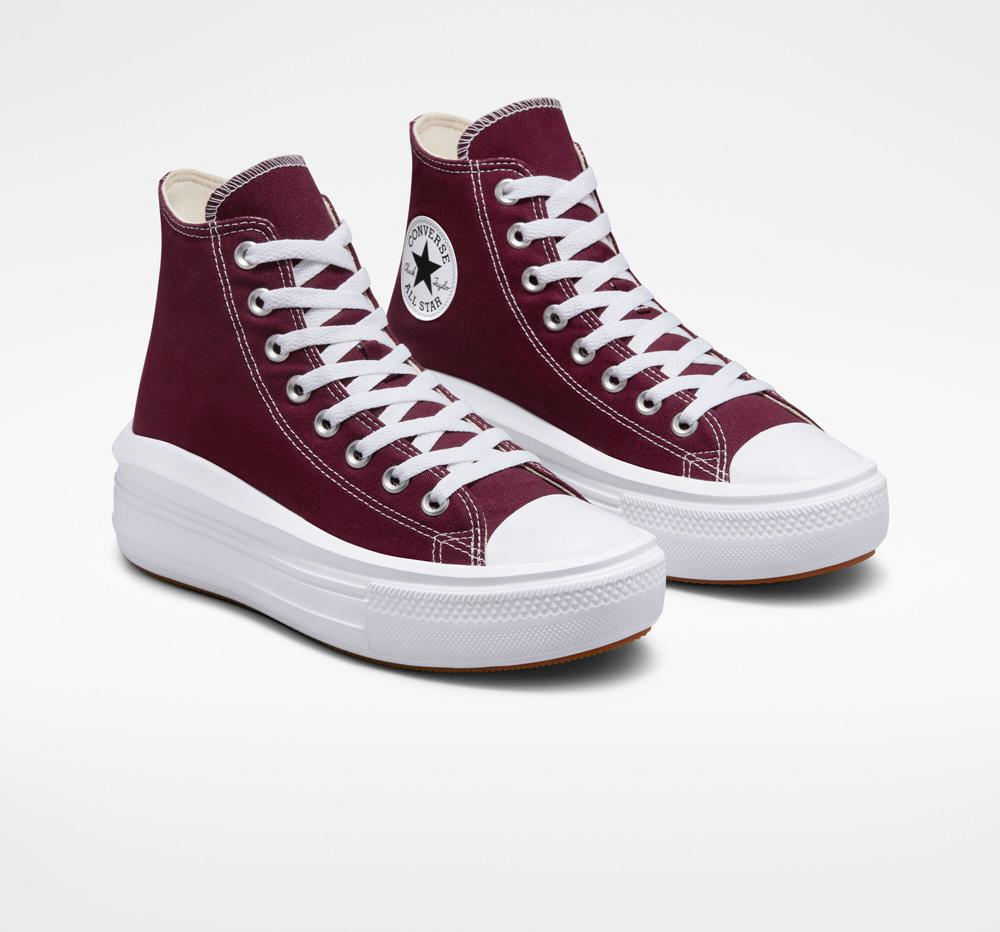 Dámské Boty Na Platformy Converse Chuck Taylor All Star Move High Top Vínové Tmavě Bílé Bílé | 382597OVW