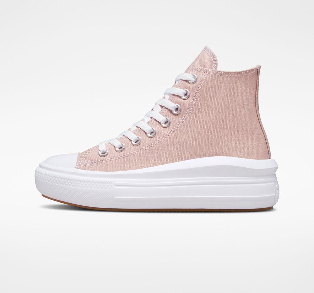 Dámské Boty Na Platformy Converse Chuck Taylor All Star Move High Top Růžové Bílé | 437251ZPA