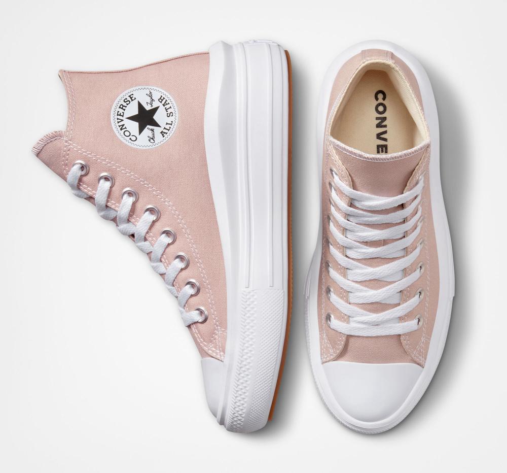 Dámské Boty Na Platformy Converse Chuck Taylor All Star Move High Top Růžové Bílé | 437251ZPA