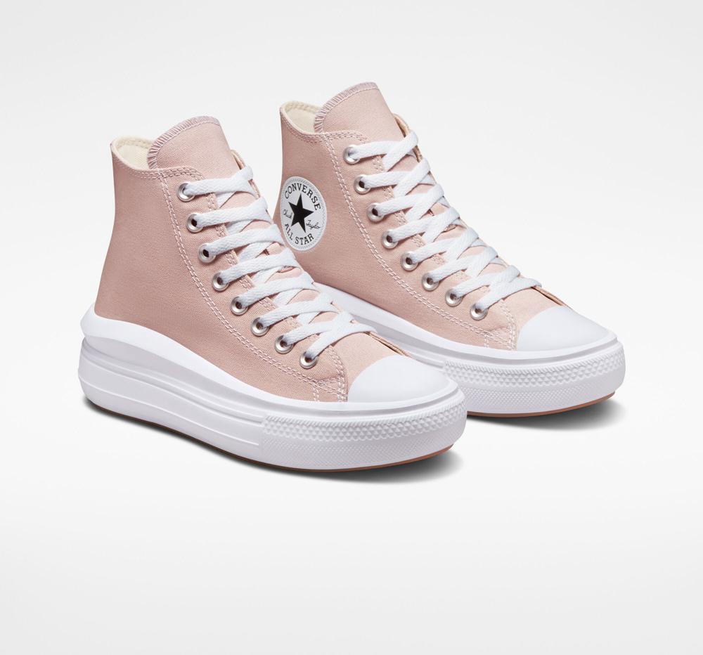 Dámské Boty Na Platformy Converse Chuck Taylor All Star Move High Top Růžové Bílé | 437251ZPA