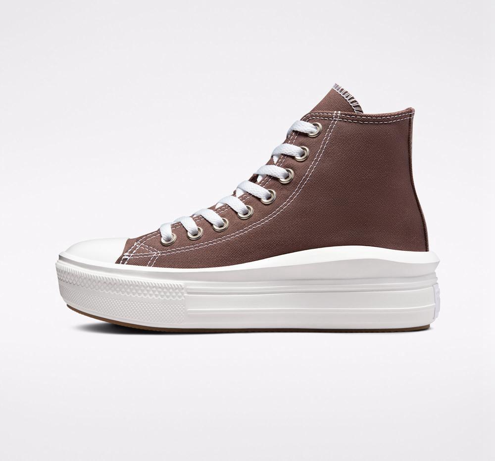 Dámské Boty Na Platformy Converse Chuck Taylor All Star Move High Top Hnědé Bílé | 472980HQJ