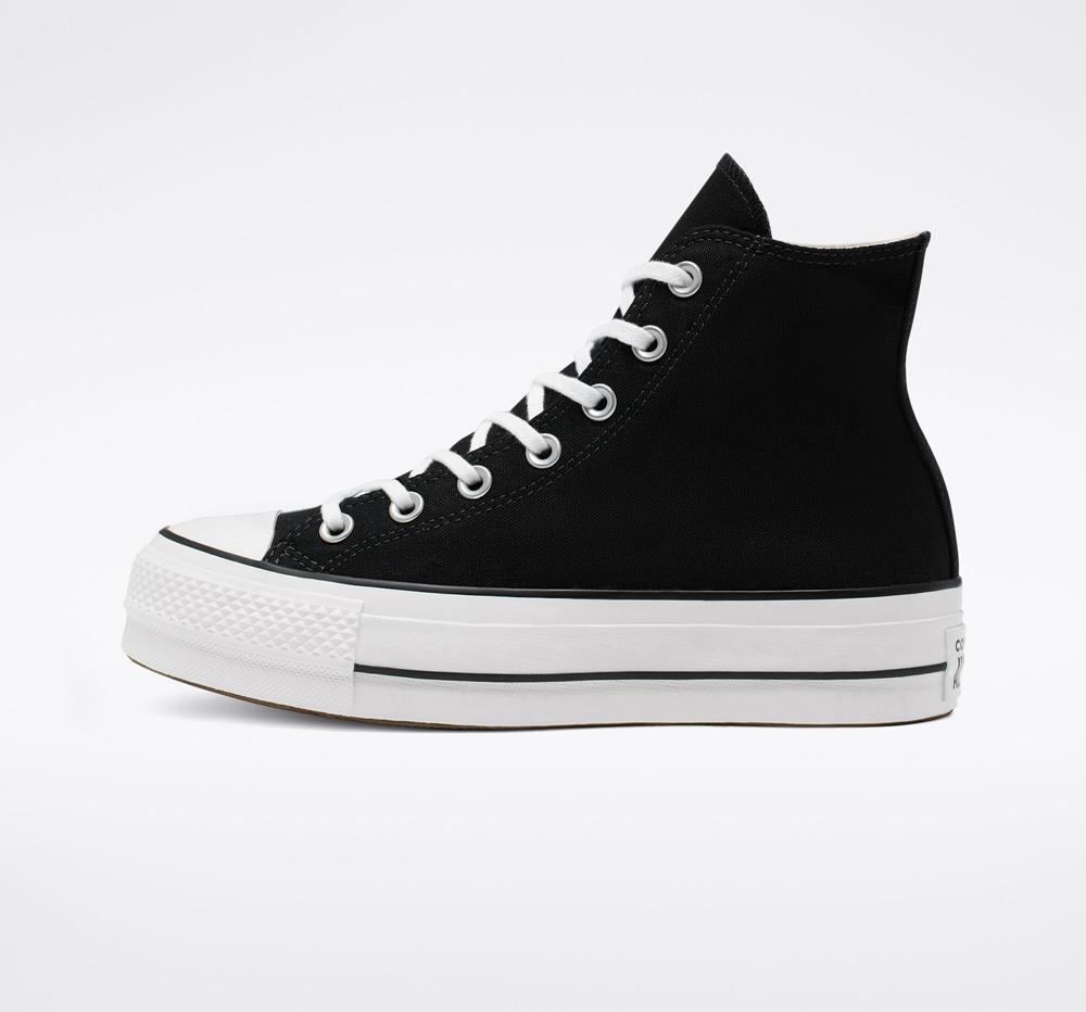 Dámské Boty Na Platformy Converse Chuck Taylor All Star Lift Platene High Top Černé Bílé Bílé | 479025YSQ