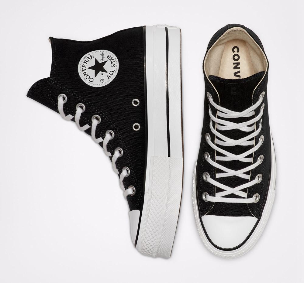 Dámské Boty Na Platformy Converse Chuck Taylor All Star Lift Platene High Top Černé Bílé Bílé | 479025YSQ