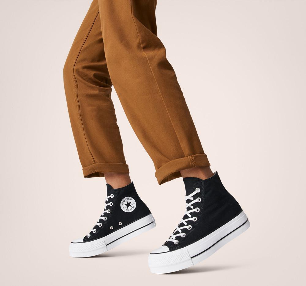 Dámské Boty Na Platformy Converse Chuck Taylor All Star Lift Platene High Top Černé Bílé Bílé | 479025YSQ