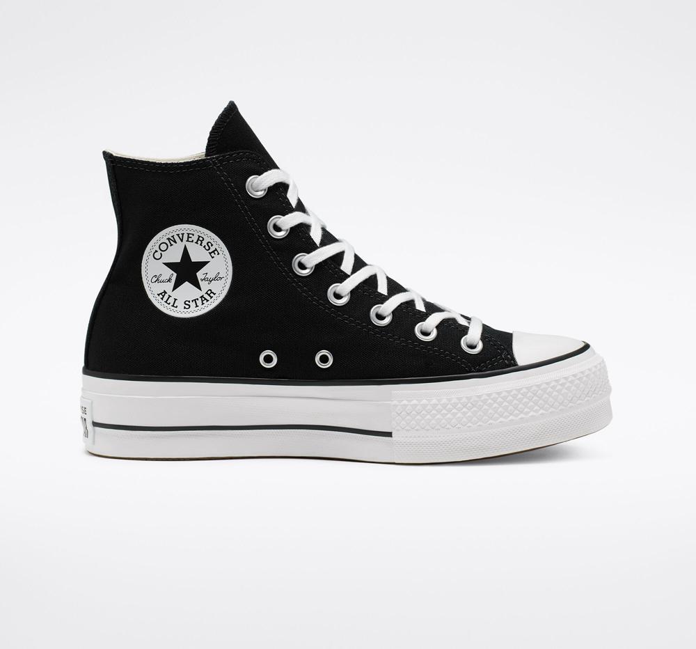 Dámské Boty Na Platformy Converse Chuck Taylor All Star Lift Platene High Top Černé Bílé Bílé | 479025YSQ