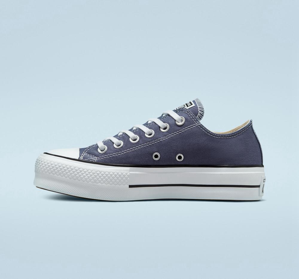 Dámské Boty Na Platformy Converse Chuck Taylor All Star Lift Platene Low Top Tmavě Blankyt Bílé Černé | 485967AIU