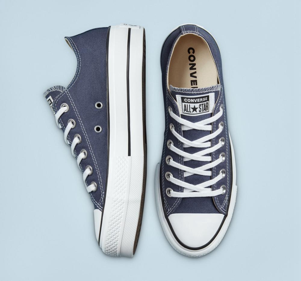 Dámské Boty Na Platformy Converse Chuck Taylor All Star Lift Platene Low Top Tmavě Blankyt Bílé Černé | 485967AIU