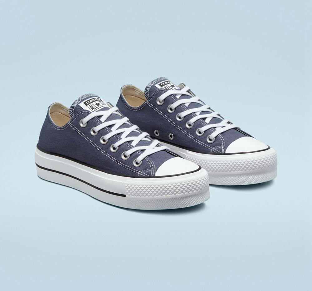 Dámské Boty Na Platformy Converse Chuck Taylor All Star Lift Platene Low Top Tmavě Blankyt Bílé Černé | 485967AIU