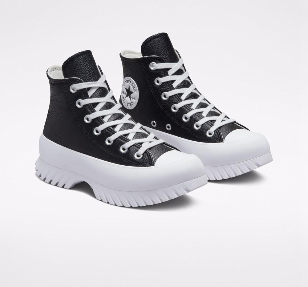 Dámské Boty Na Platformy Converse Chuck Taylor All Star Lugged 2.0 Læder Unisex High Top Černé Bílé | 492158AKF