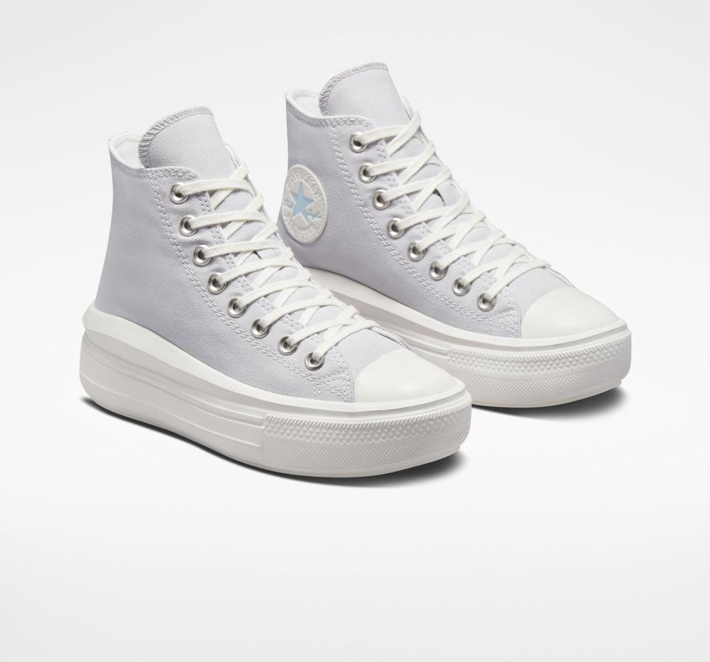 Dámské Boty Na Platformy Converse Chuck Taylor All Star Move High Top Šedé Bílé | 513684GAW