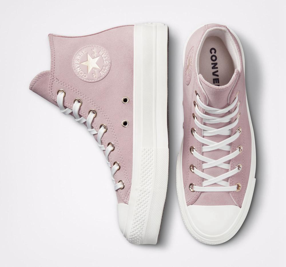 Dámské Boty Na Platformy Converse Chuck Taylor All Star Lift Earthy Neutrals High Top Růžové | 614758BFM