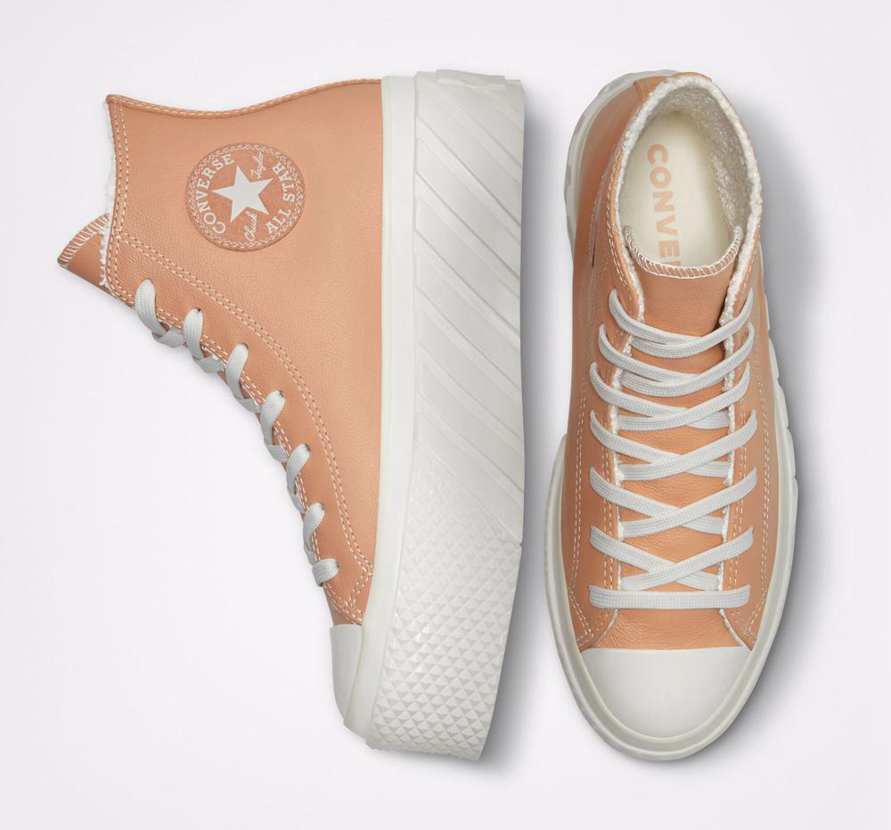 Dámské Boty Na Platformy Converse Chuck Taylor All Star Lift 2X Cozy Tones High Top Béžový Bílé | 704835BGW