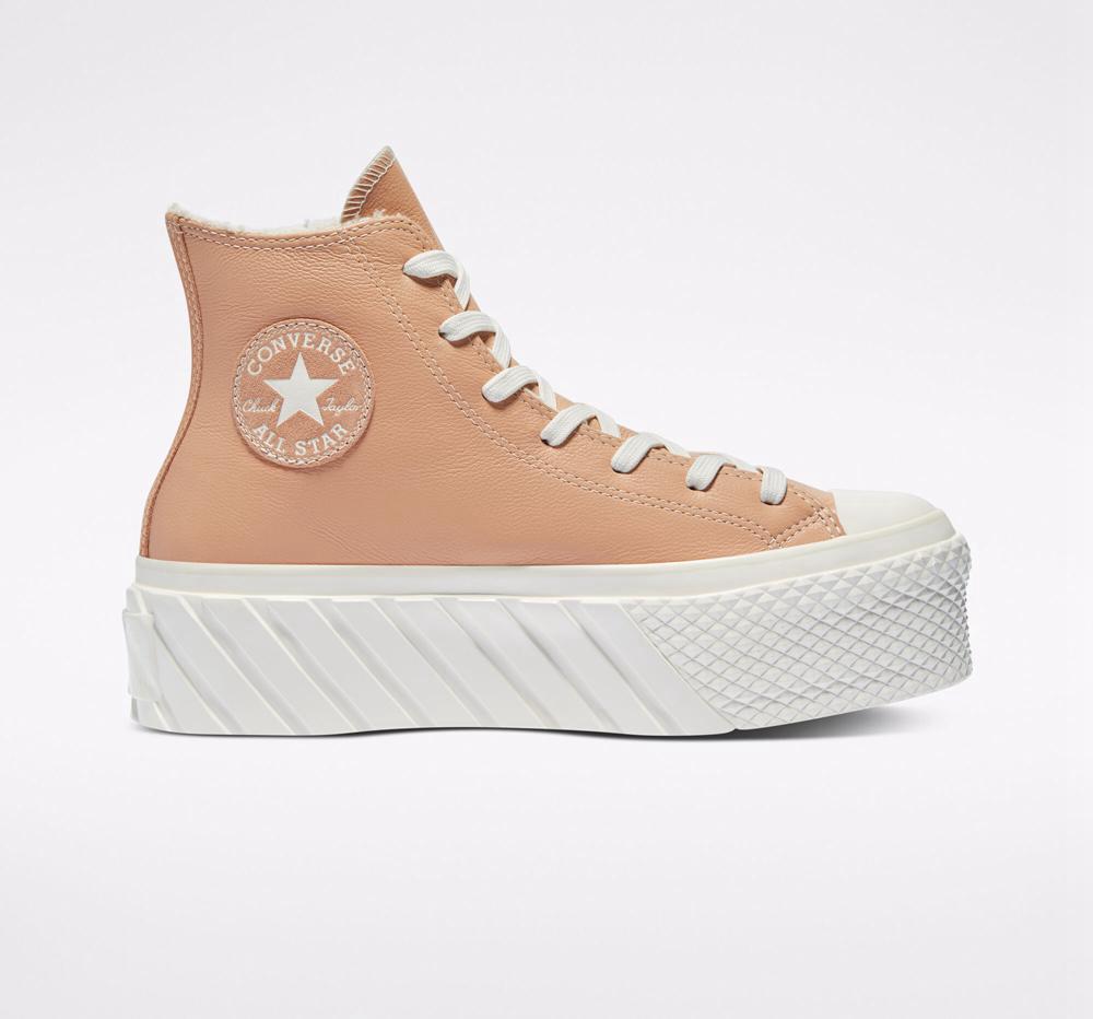 Dámské Boty Na Platformy Converse Chuck Taylor All Star Lift 2X Cozy Tones High Top Béžový Bílé | 704835BGW