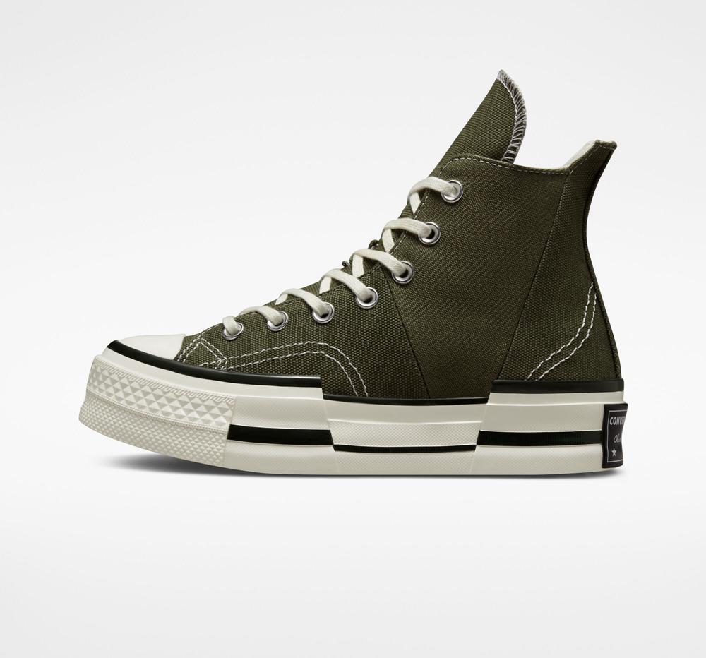 Dámské Boty Na Platformy Converse Chuck 70 Plus Unisex High Top Zelene Černé | 740395RAZ