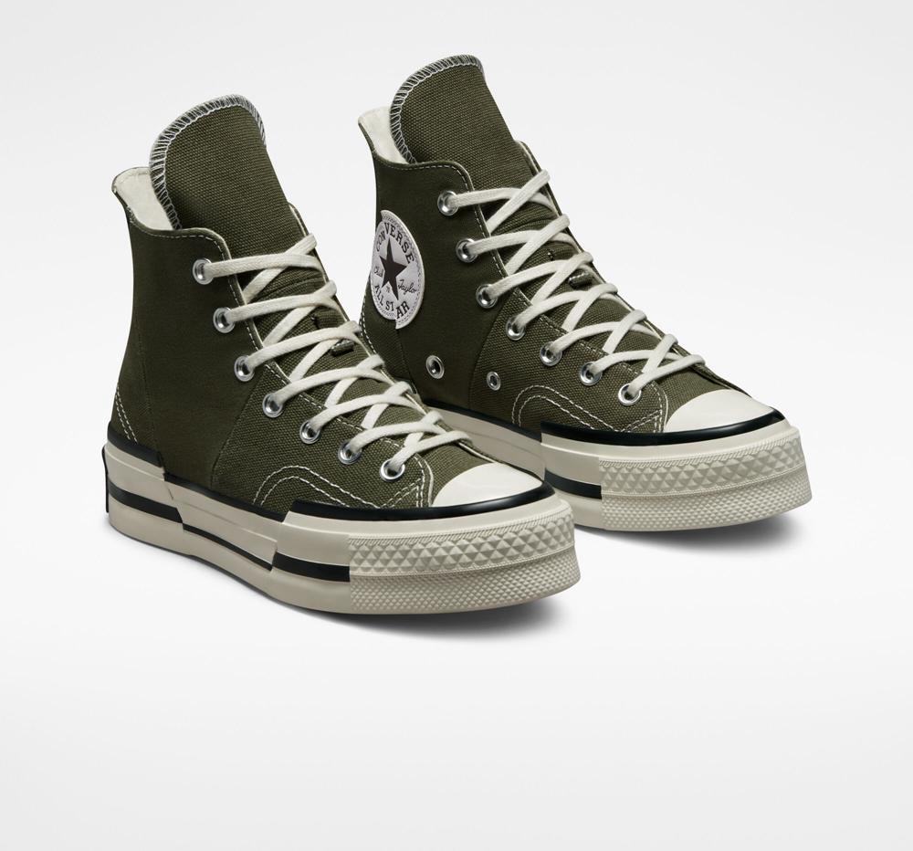 Dámské Boty Na Platformy Converse Chuck 70 Plus Unisex High Top Zelene Černé | 740395RAZ