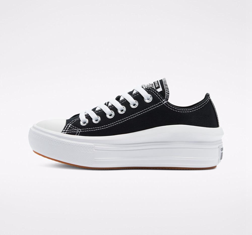 Dámské Boty Na Platformy Converse Chuck Taylor All Star Move Low Top Černé Bílé Bílé | 742951YNQ