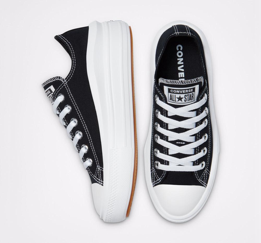 Dámské Boty Na Platformy Converse Chuck Taylor All Star Move Low Top Černé Bílé Bílé | 742951YNQ