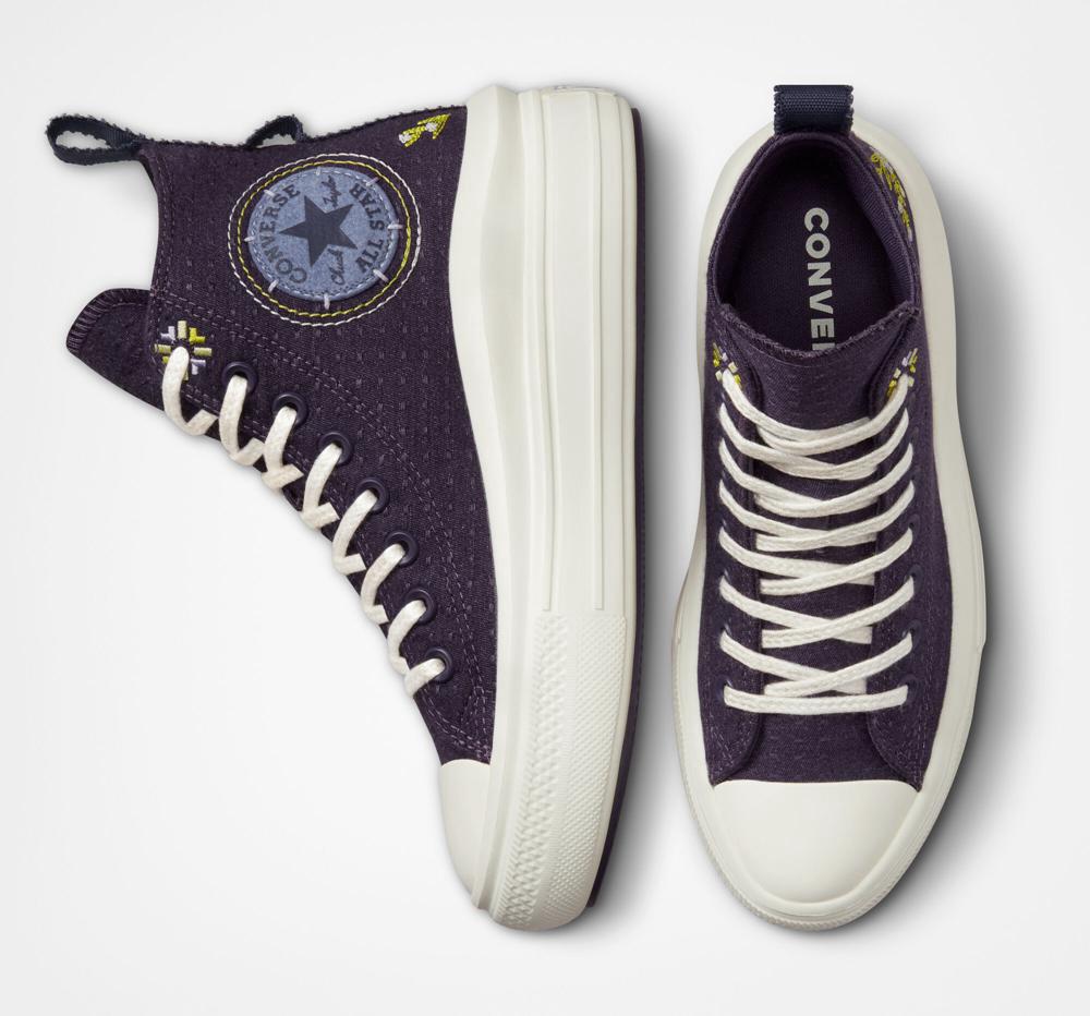 Dámské Boty Na Platformy Converse Chuck Taylor All Star Move Autumn Embroidery High Top Zelene Tmavě | 850916BUK