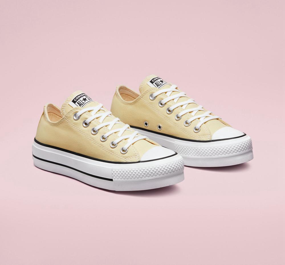 Dámské Boty Na Platformy Converse Chuck Taylor All Star Lift Seasonal Color Low Top Žluté Citrón Černé Bílé | 874916LDQ