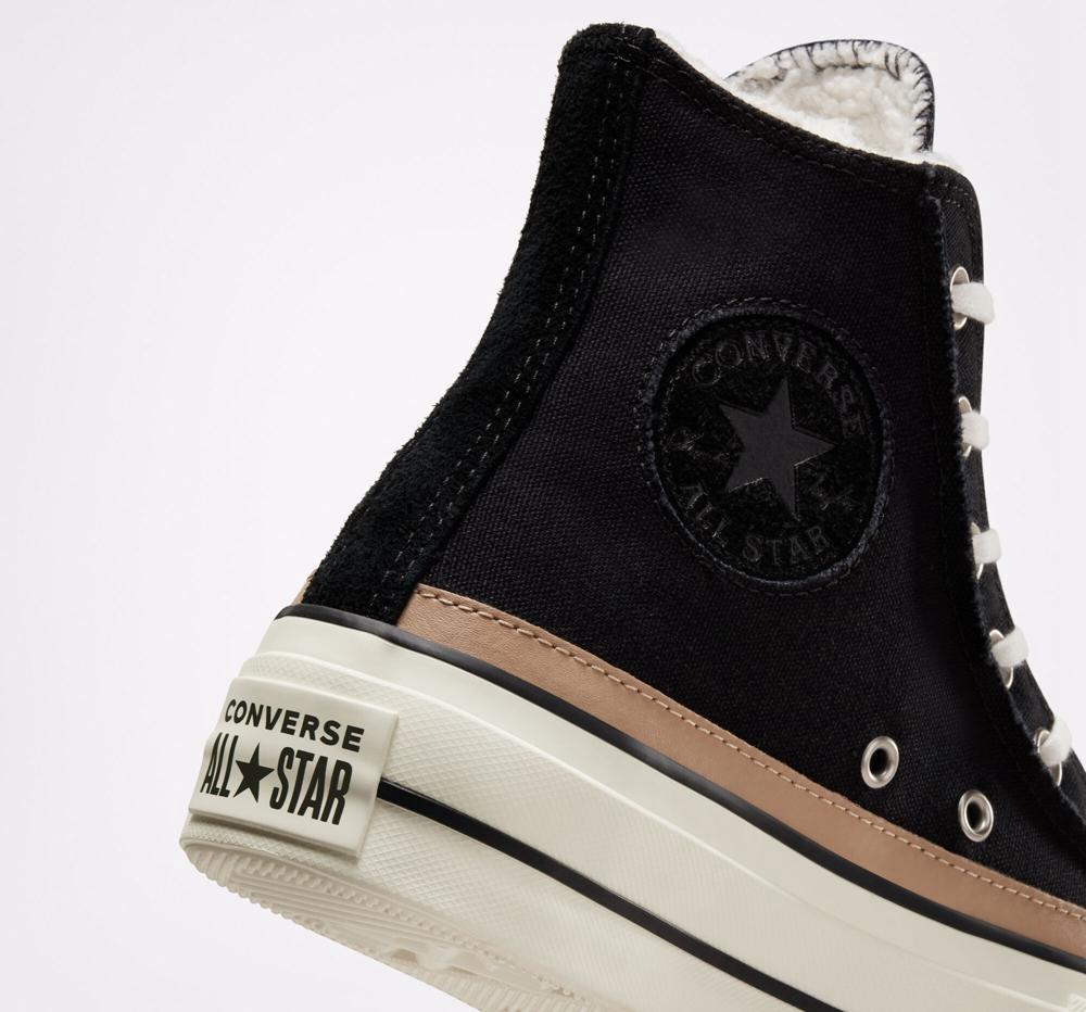 Dámské Boty Na Platformy Converse Chuck Taylor All Star Lift Raw Edge High Top Černé | 893627OCV