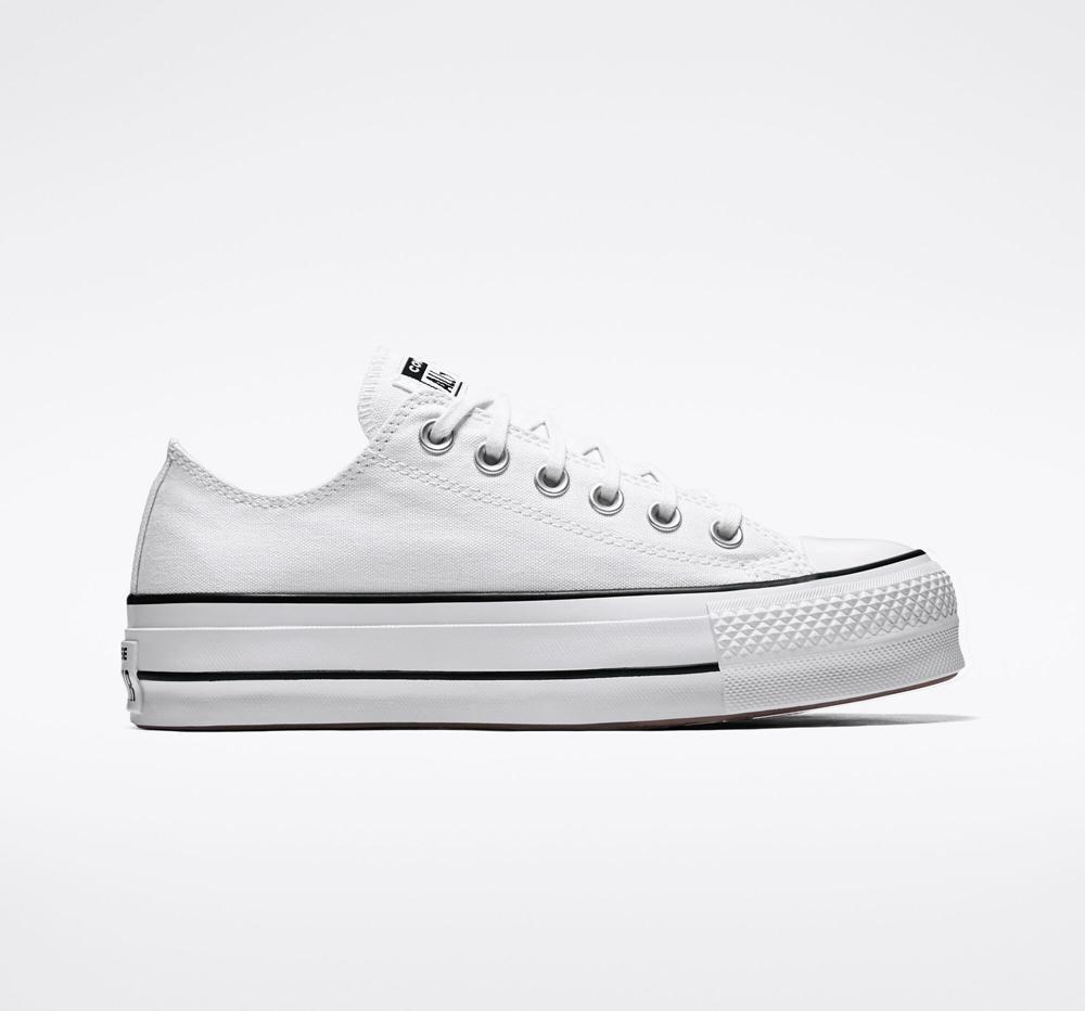 Dámské Boty Na Platformy Converse Chuck Taylor All Star Lift Platene Low Top Bílé Černé Bílé | 934058BTR