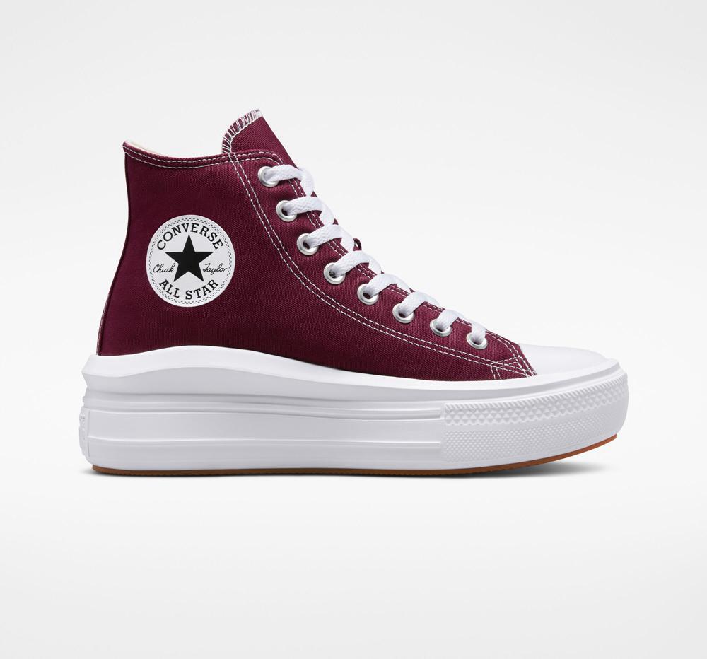 Dámské Boty Na Platformy Converse Chuck Taylor All Star Move High Top Vínové Tmavě Bílé Bílé | 934587SVE