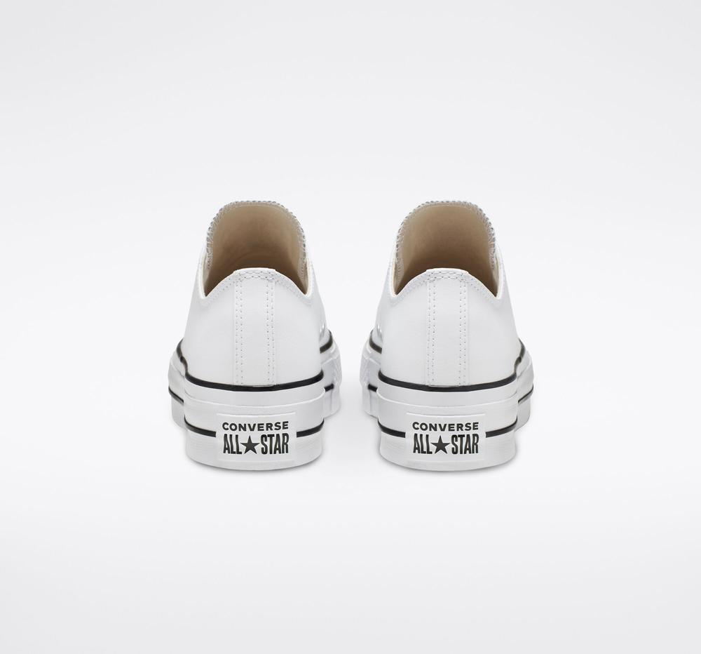 Dámské Boty Na Platformy Converse Chuck Taylor All Star Lift Læder Low Top Bílé Černé Bílé | 958217XEG