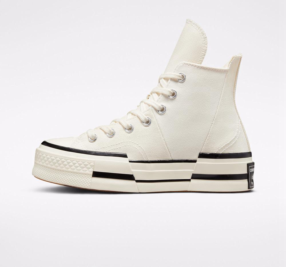 Dámské Boty Na Platformy Converse Chuck 70 Plus Unisex High Top Bílé Černé Černé | 961372DSK