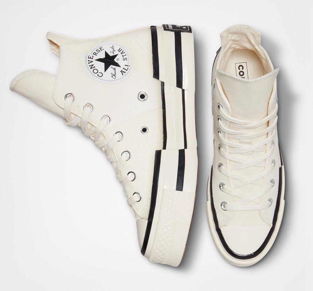 Dámské Boty Na Platformy Converse Chuck 70 Plus Unisex High Top Bílé Černé Černé | 961372DSK