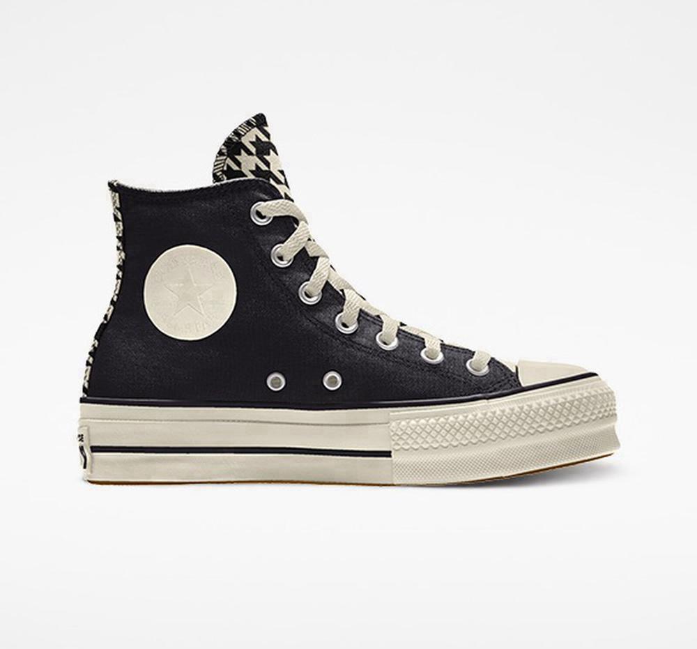 Dámské Boty Na Platformy Converse Custom Chuck Taylor All Star Lift Platene By You Unisex High Top Černé | 017582SAZ