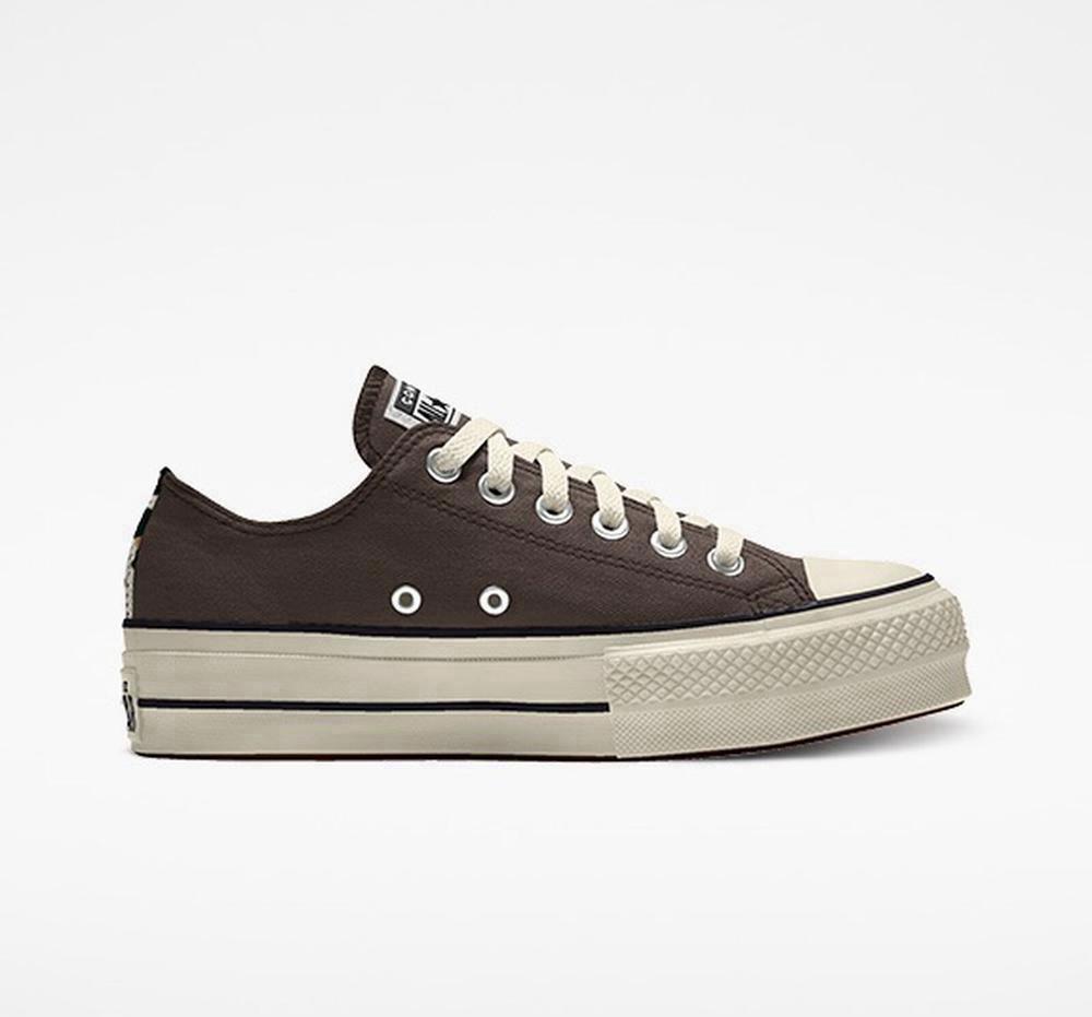 Dámské Boty Na Platformy Converse Custom Chuck Taylor All Star Lift Platene By You Unisex Low Top Hnědé | 278513UJM