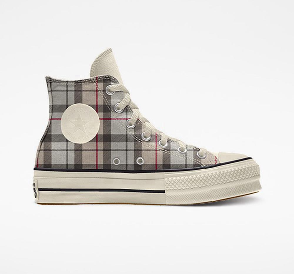 Dámské Boty Na Platformy Converse Custom Chuck Taylor All Star Lift Platene By You Unisex High Top Šedé | 380724RZV