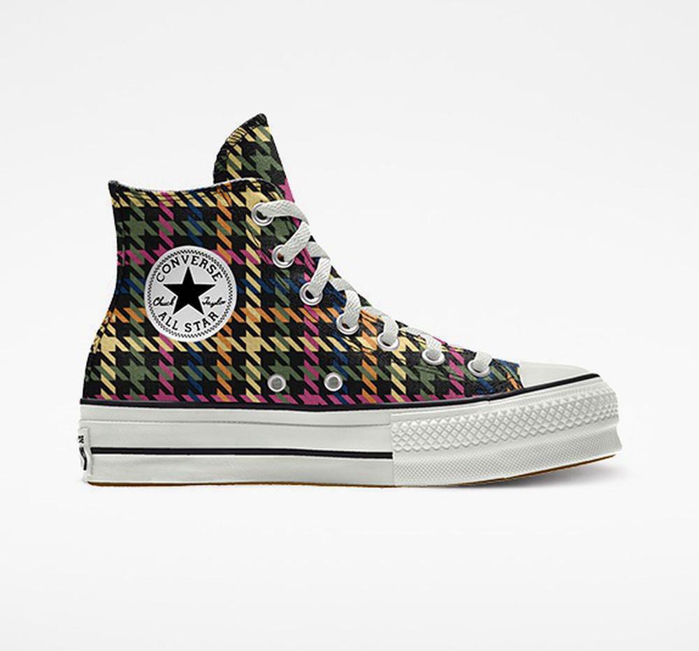 Dámské Boty Na Platformy Converse Custom Chuck Taylor All Star Lift Platene By You Unisex High Top Černé Béžový | 602593CJM