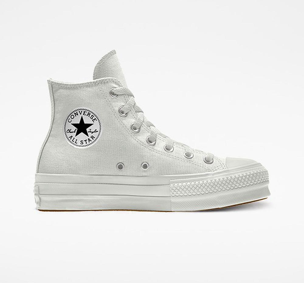 Dámské Boty Na Platformy Converse Custom Chuck Taylor All Star Lift Platene By You Unisex High Top Šedé | 612359HYX