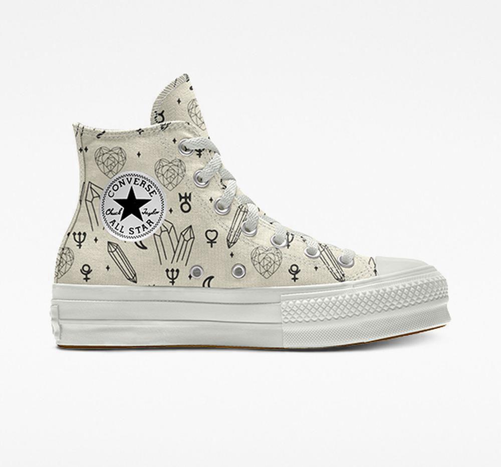 Dámské Boty Na Platformy Converse Custom Chuck Taylor All Star Lift Planets By You Unisex High Top Hnědožlutý | 641308JIG