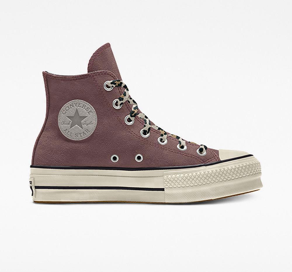 Dámské Boty Na Platformy Converse Custom Chuck Taylor All Star Lift Semišové By You Unisex High Top Šedé | 784260WEC