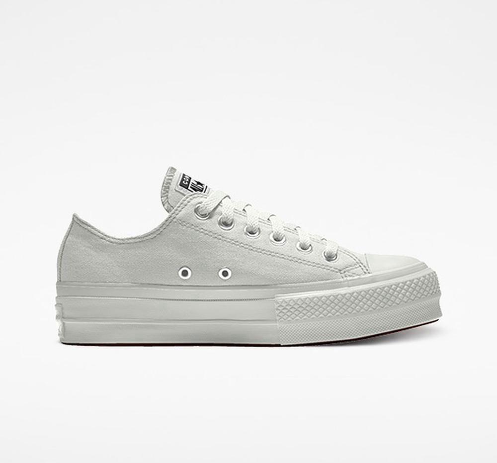 Dámské Boty Na Platformy Converse Custom Chuck Taylor All Star Lift Platene By You Unisex Low Top Šedé | 791456ILT