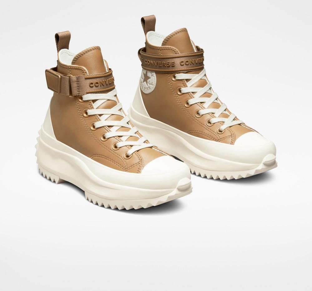 Dámské Boty Na Platformy Converse Run Star Hike Læder Utility Páskové Unisex High Top Hnědé | 278549GSN