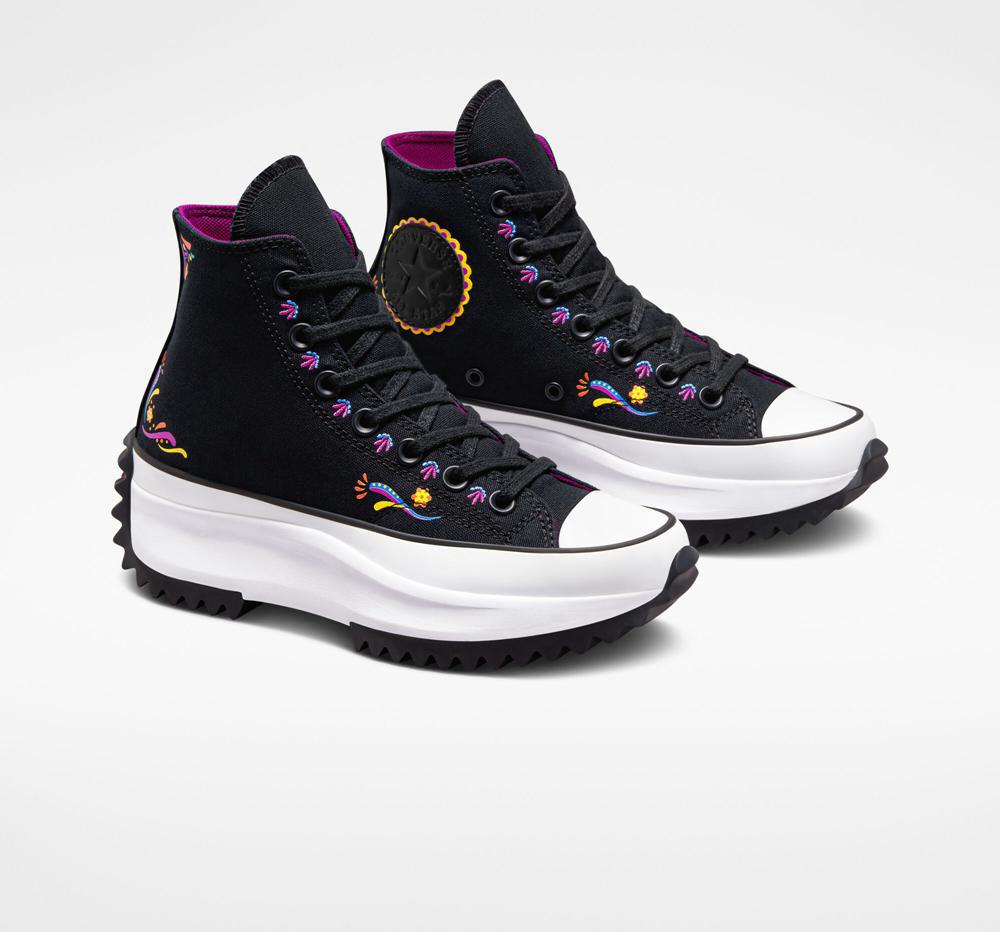 Dámské Boty Na Platformy Converse Run Star Hike D%C3%Ada De Muertos Unisex High Top Černé Fuchsie | 456097RKA