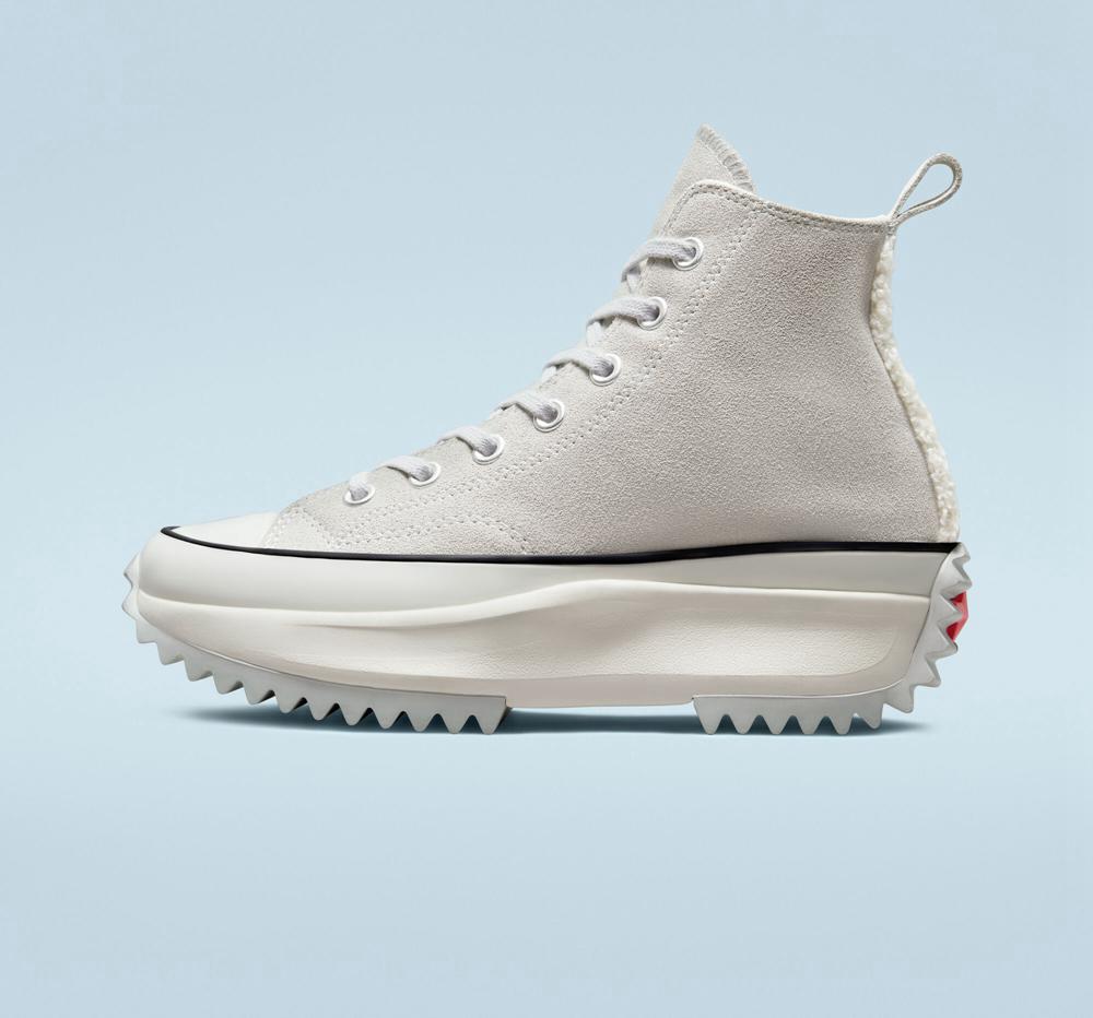 Dámské Boty Na Platformy Converse Run Star Hike Sherpa Trim Unisex High Top Šedé Černé | 625071JXO