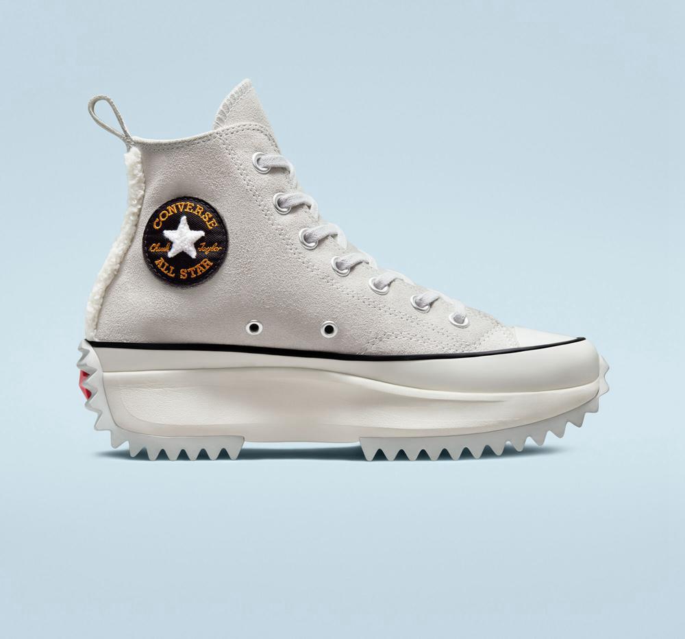 Dámské Boty Na Platformy Converse Run Star Hike Sherpa Trim Unisex High Top Šedé Černé | 625071JXO