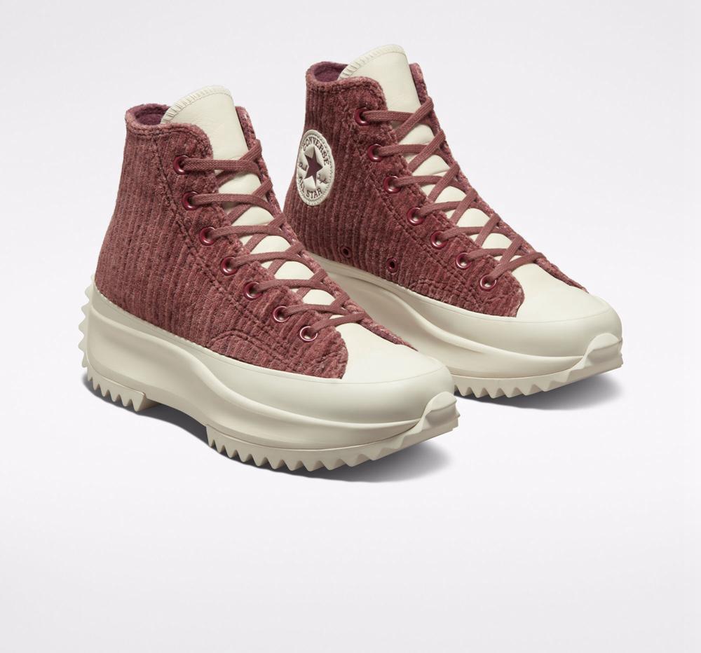 Dámské Boty Na Platformy Converse Run Star Hike Velour Unisex High Top Vínové Tmavě | 693172DVJ